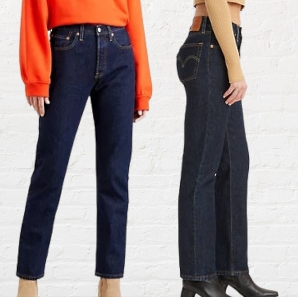 levi's 501 Original Fit Dark Wash High-rise Straight Leg Size 24 x 30 NWOT - Picture 1 of 16